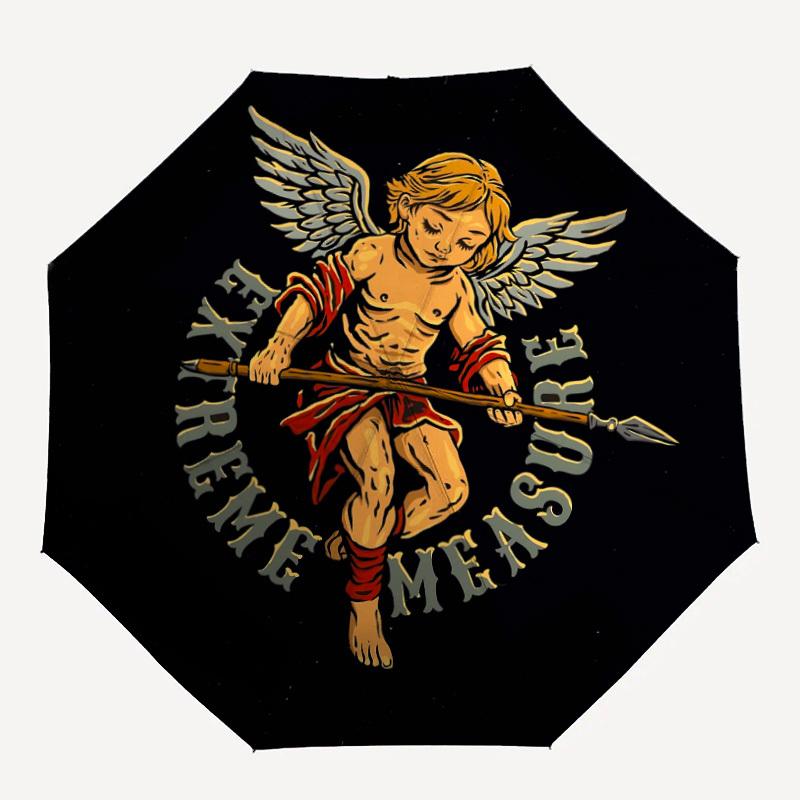

1pc Angel WarriorAutomatic Folding Umbrella, Portable Collapsible Design, Casual Outdoor Accessory, for All Seasons 029