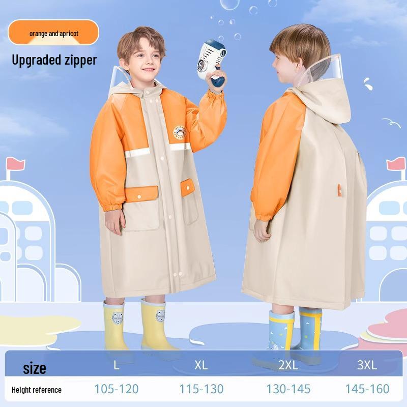 Nagy Gyermek Esőkabát Lányoknak és Fiúknak, 8 éves, Egyrészes Poncsó Hátizsákhellyel, Iskolahasználatra, Esőálló.