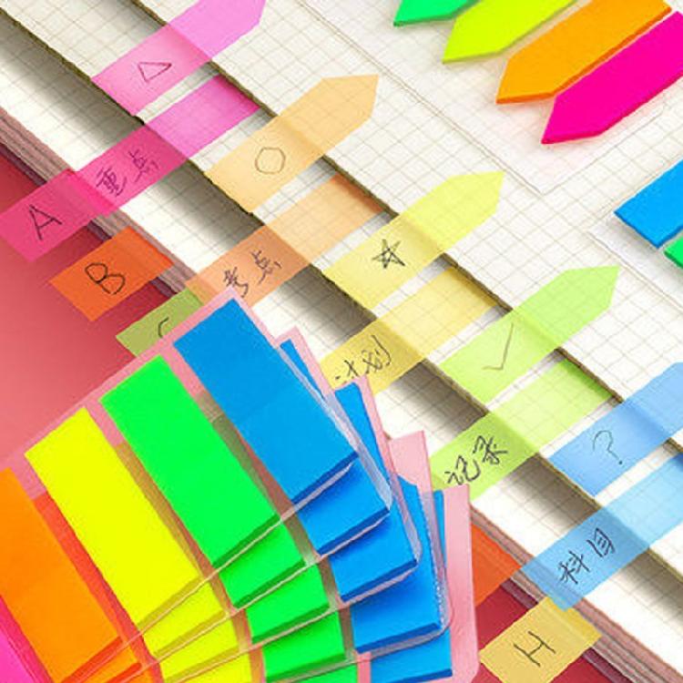 100/120 Sheets Colored PET Label Sticker Writable File Labels Repositionable Adhesive Page Marker for Planner Notebook