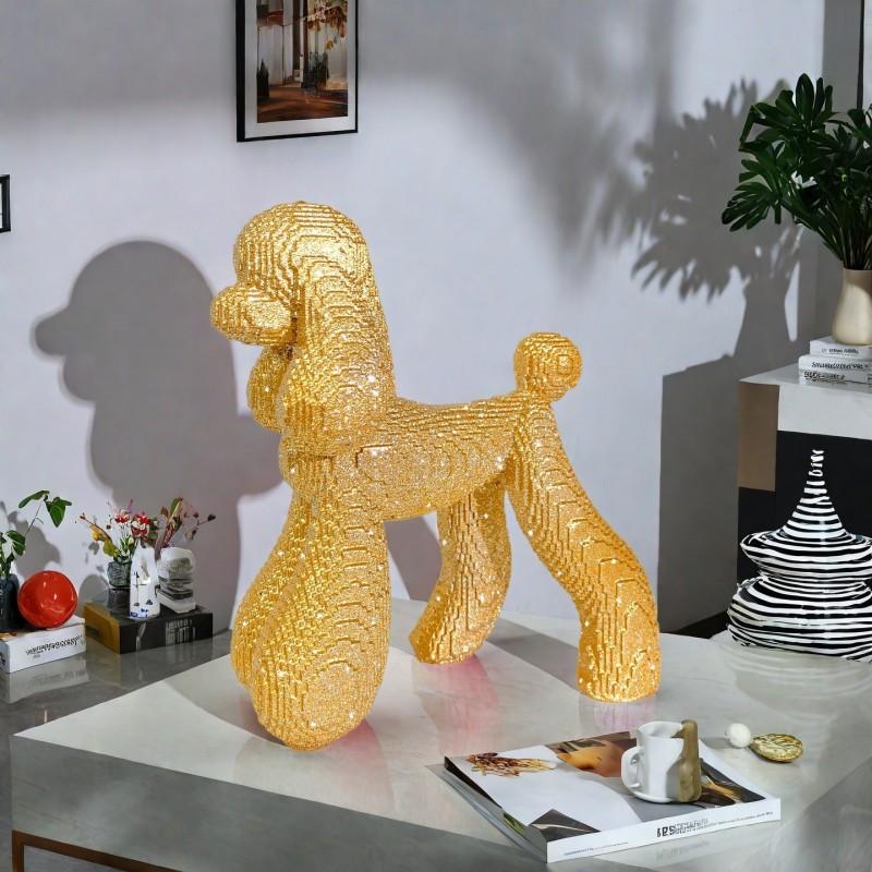 Resin Dachshund Figurine Decorative Ornament Living Room Shelf Cabinet Modern Home Decor Pink Gold