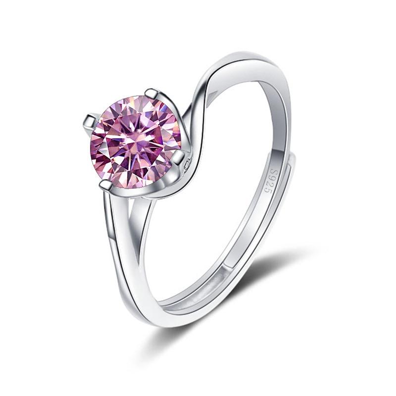 Bague Ringen 1ct VVS Moissanite Jewelry Snubní prsten 925 Sterling Silver pokovený bílým zlatem Čtyři otevřené prsteny Twist Design s drápy
