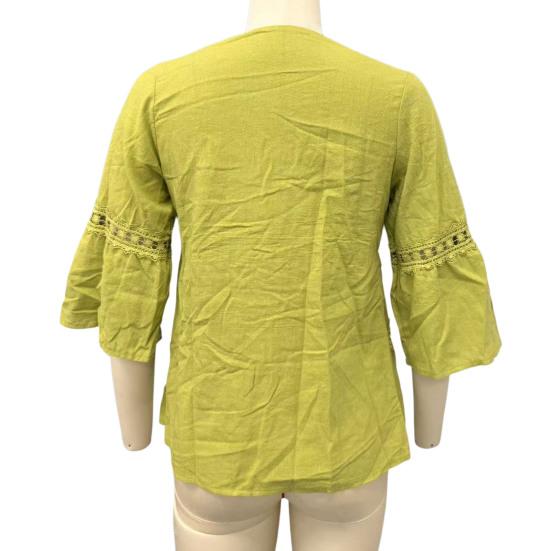 Top da Donna Scollo Quadrato Maniche 3/4 Colore Unito Vestibilità Larga Morbido Elastico Camicetta Design con Intreccio di Pizzo Top Casual per Uso Quotidiano