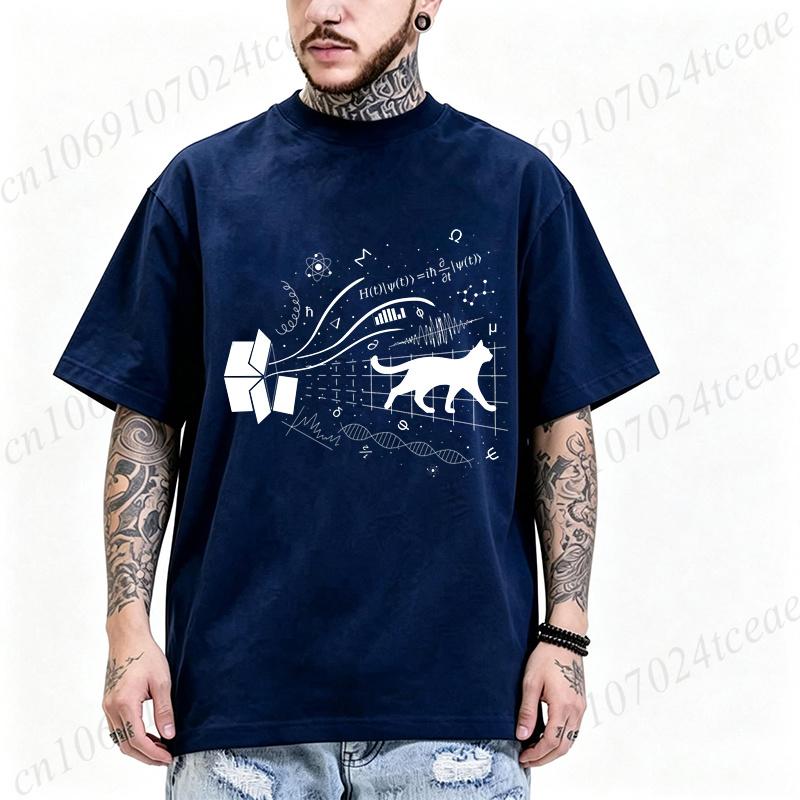 Quantum Physics Art For Science Lovers Graphic T Shirt Unisex Oversized Loose Short Sleeve Tees Cat Physics Science Geek Tshirts
