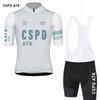 CSPD ATK Men's Summer Cycling Clothes MTB Bicycle Sports Shirt Set Polyester Fiber Cycling Top Sponge Cushion Cycling Paddle