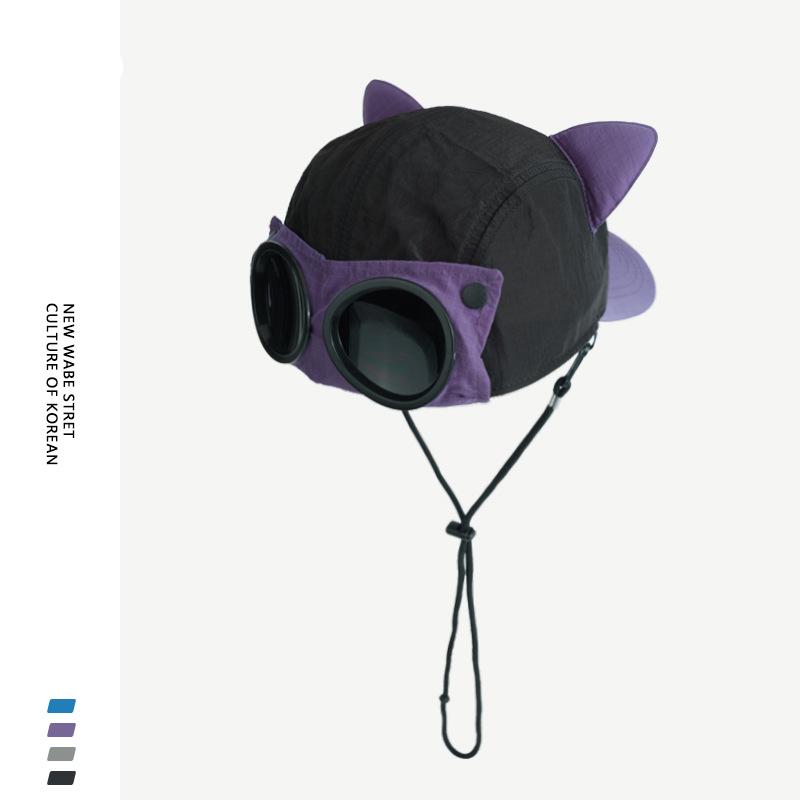 Trendy sunglasses, aviator hat, cute ears, parent-child quick-drying baseball cap, sun-protective thin children's baseball cap