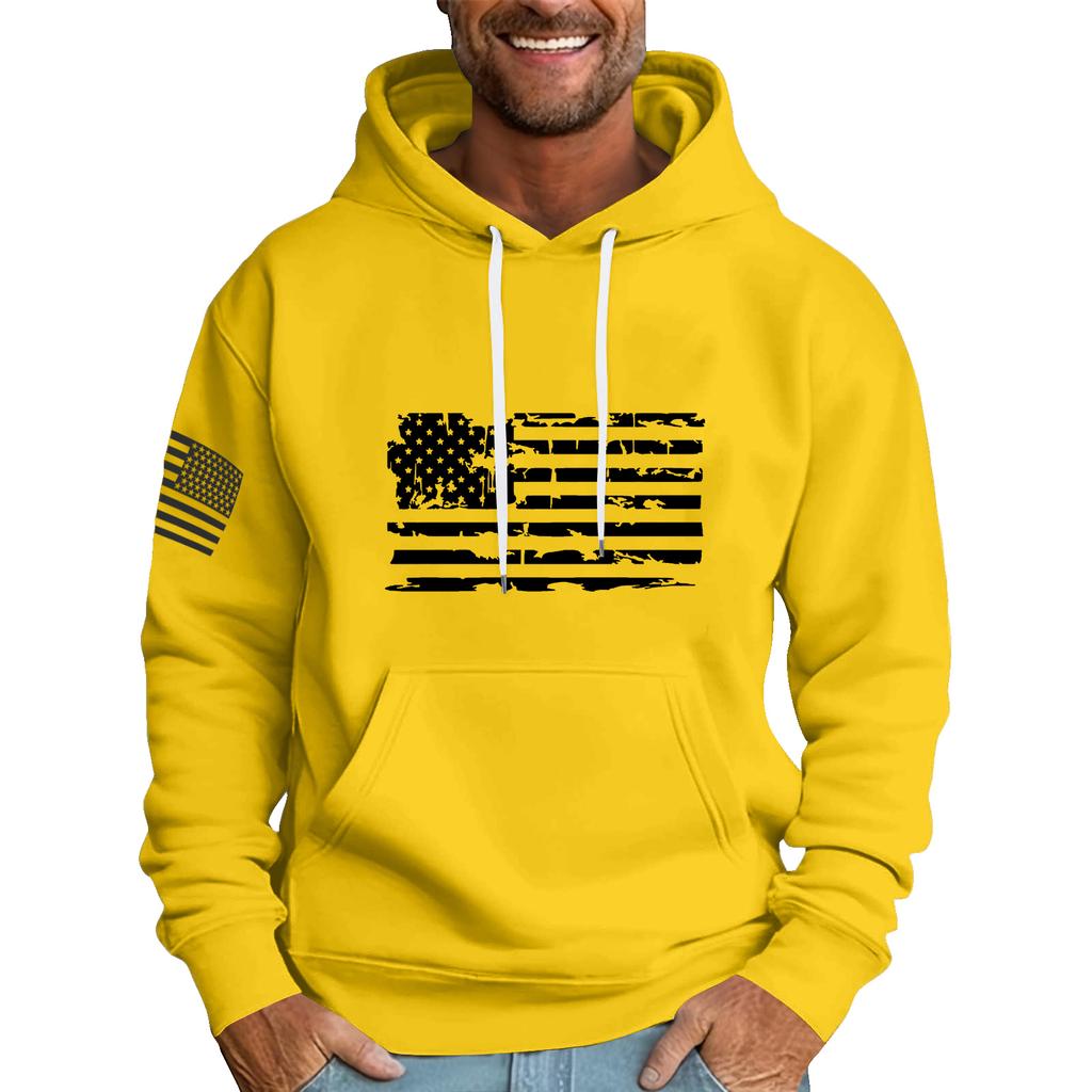 Men's Loose Flag Printed Hooded Sweatshirt Men's Casual Fashion Sports Sweatshirt
