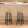 Bar Stools Set of 2 Breakfast Bar Stools with Footrest, Industrial Round, 32 x 32 x 65 cm, Rustic Brown