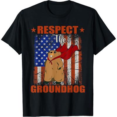 Vintage Retro Respect the Groundhog Holiday | Mens & Womens Cotton Men T Shirt