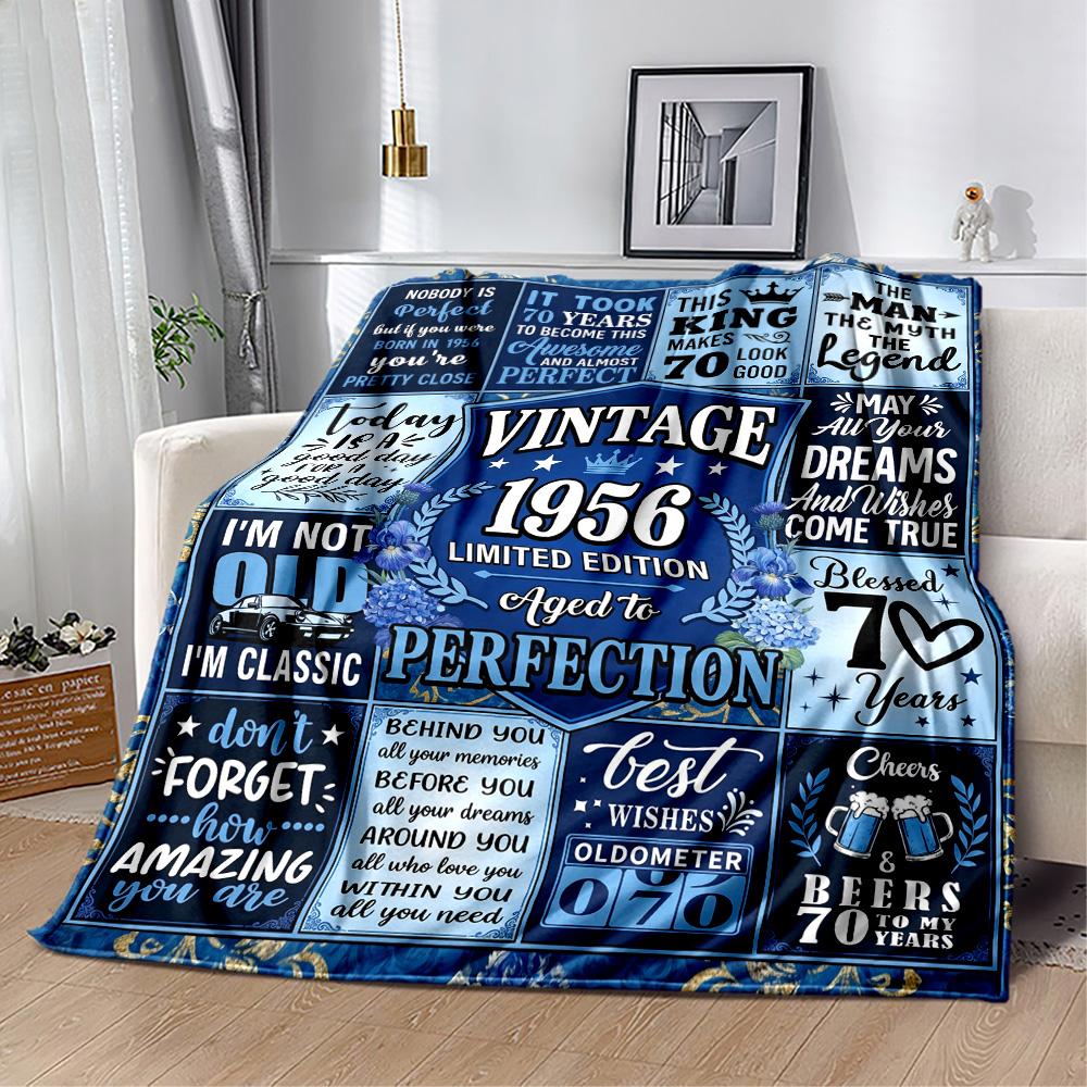 Vintage Celebration Blanket Soft & Cozy Perfect for Chair Office Chair Couch Four Seasons Multipurpose Playful Design Gift for Travel Home Birthdays
