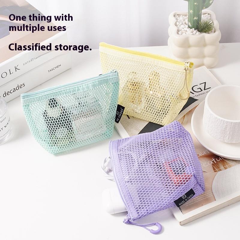 Tragbare Einfache Lippenstift Kosmetik Aufbewahrungstasche Netzdesign Toilettenartikel Tasche Badezimmer Organizer Für Kosmetik Toilettenartikel Hautpflege