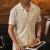 Men's Ice Silk Hollow Knit Short Sleeve Polo Cardigan