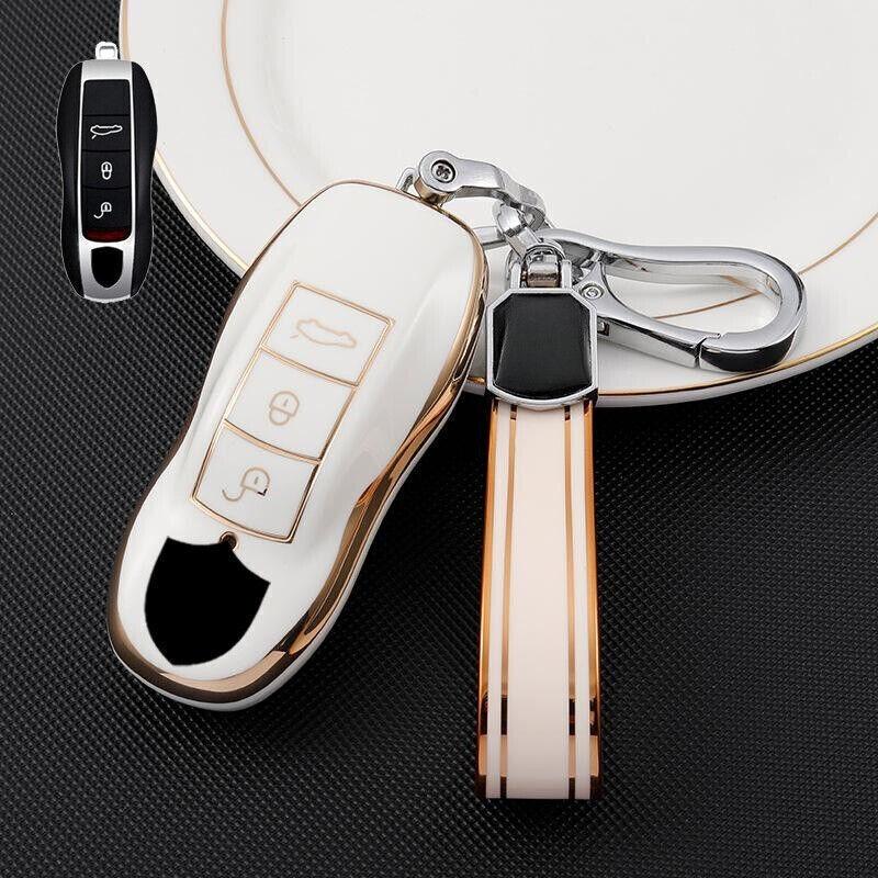 TPU Car Smart Key Case Fob Cover Shell Keychain For Porsche Cayenne Panamera 911