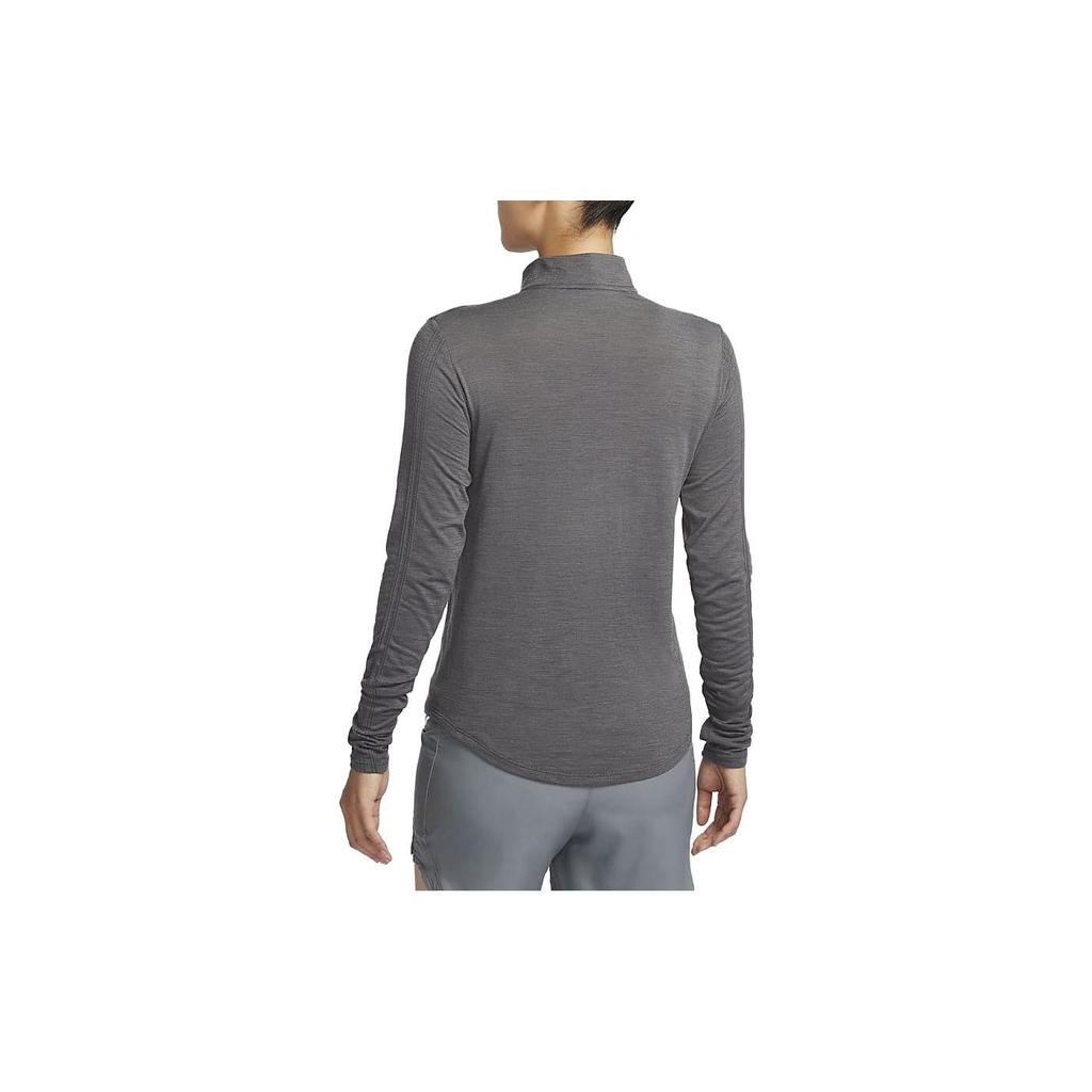 Nike Dri-Fit Swift Solid Color Stand Collar Half-Zip Long Sleeve T-Shirt Women Tops Iron-Grey FB4439-068
