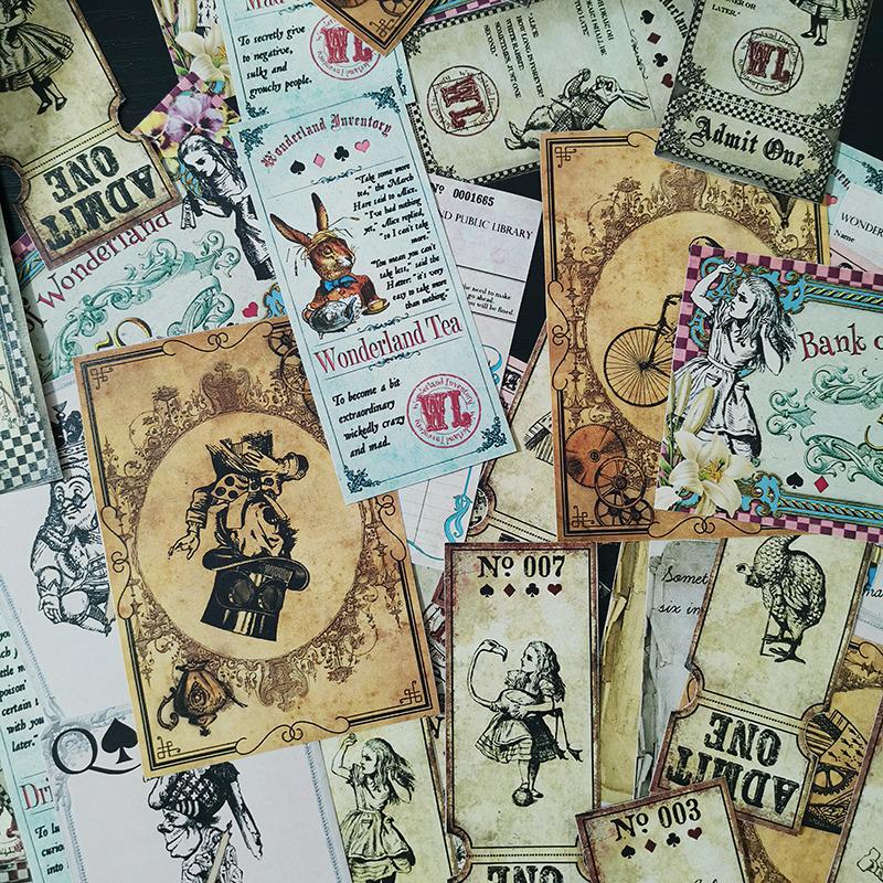 Alice Rabbit Theme Retro Junk Journal Sticker Pack