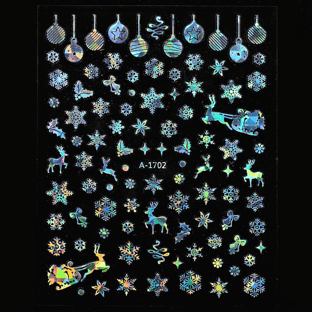 Autocolante de Crăciun 3D Laser Argint Ren & Fulg de Nea