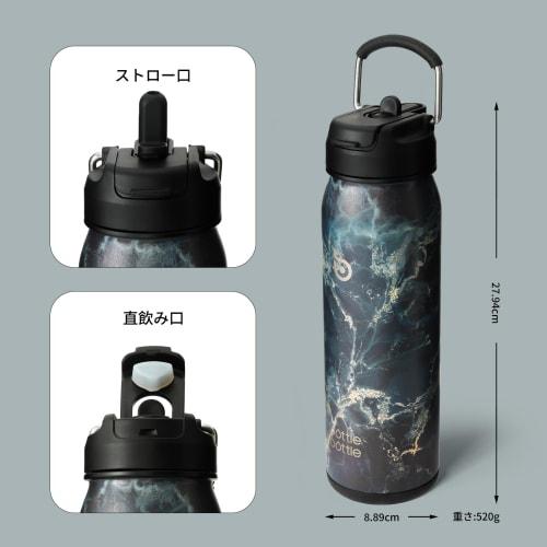 BOTTLE BOTTLE Water Bottle, 650ml, Kids' Water Bottle with Straw, Direct Drinking, Insulated Water Bottle with Bottom Storage, 2-Way Lid, Vacuum Insul