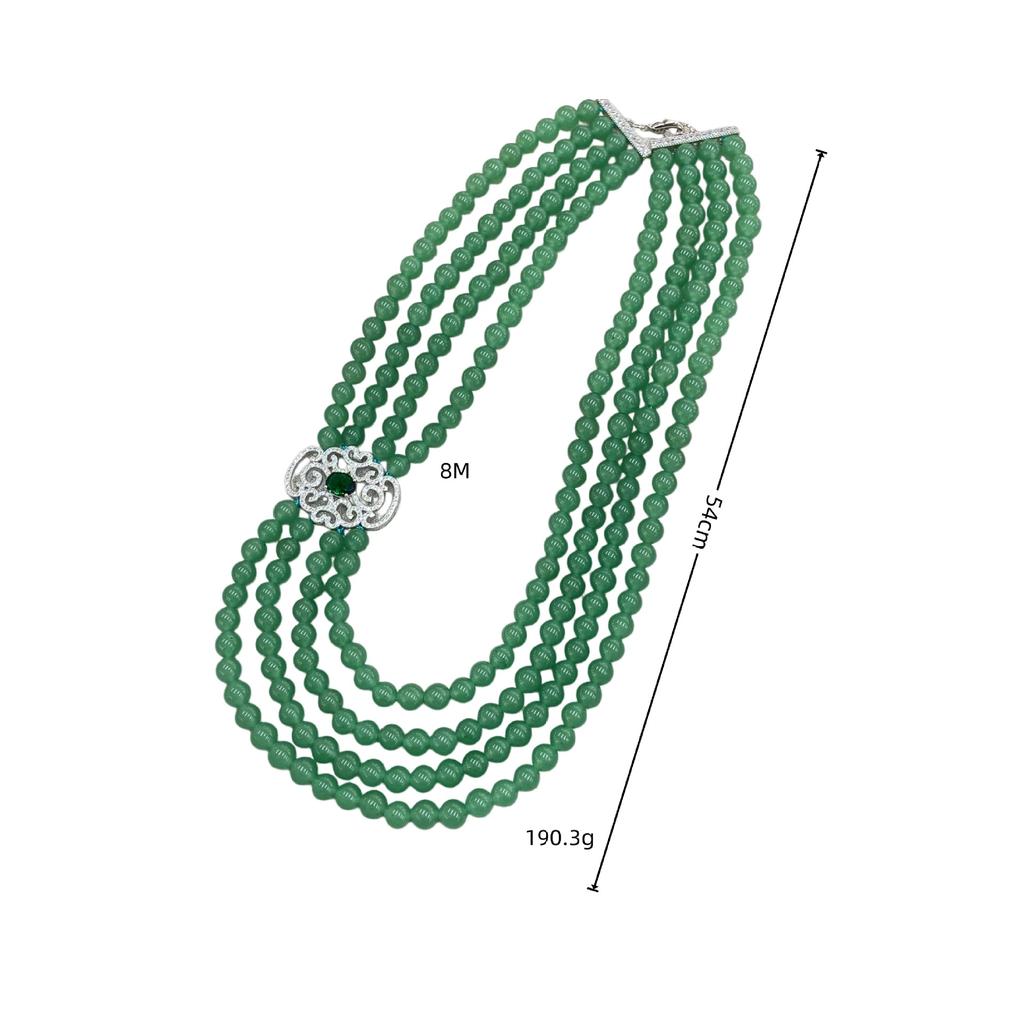 Natural Dongling Jade 8M Multi-Layer Necklace Niche Design High-End Round Bead Sweater Chain Fashion Light Luxury Women
