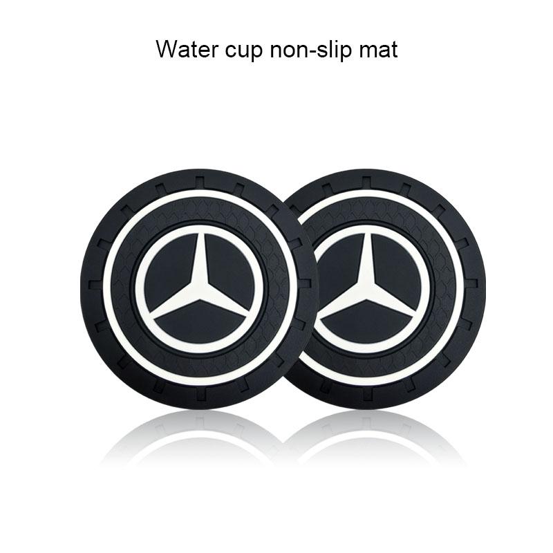 2Pcs Car Anti Slip Coaster Anti-noise Water Cup Pad Cushion Car Accessories For Mercedes Benz GLE63 CLS63 GLC63 W204 W205 C63 W212 W213 E63 W222