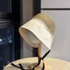 Ins Color Matching Straw Face Covering Fisherman's Hat Children Ponytail Summer Big Brim Sun Hat Fashionable Foreign Style Tide