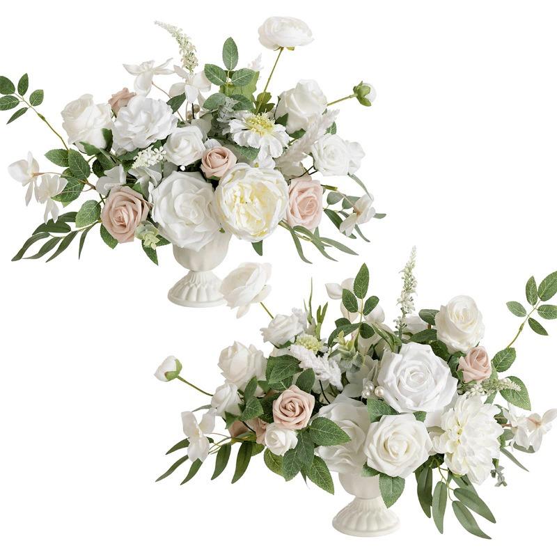 2 Pcs Silk Flowers Artificial Flower Wedding Centerpiece Flower Without Vase for Ceremony Reception Tabletop Mantel Archway Aisle