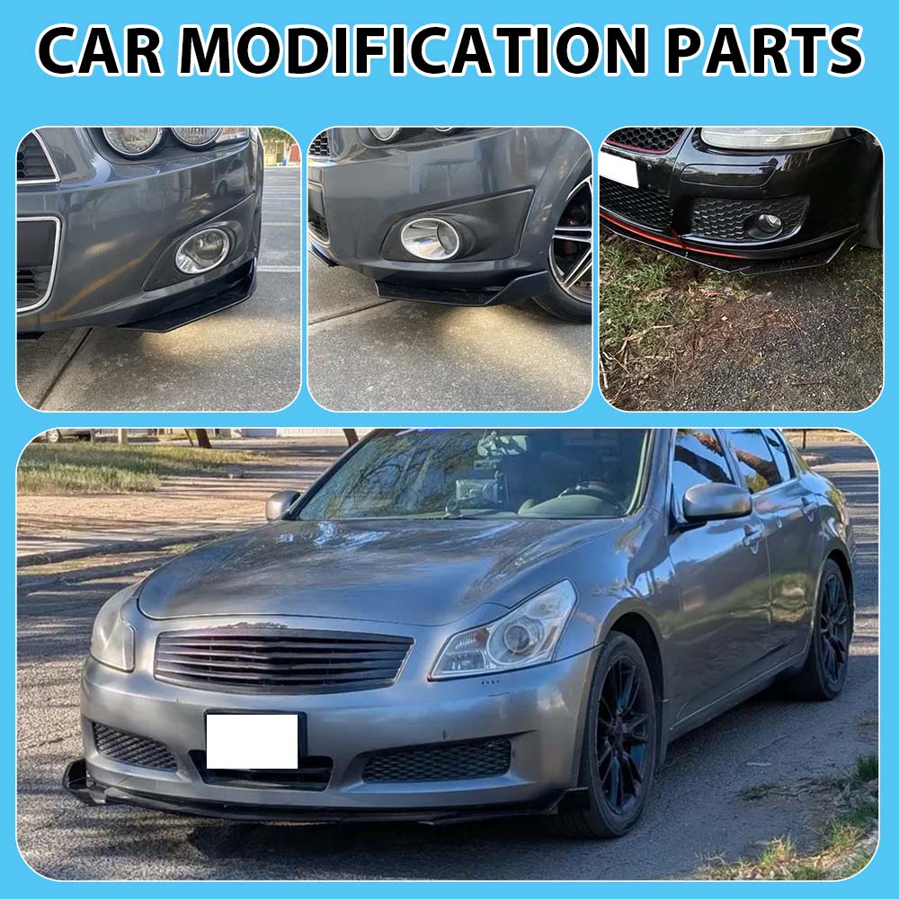 5pcs/ Set Glossy Black Car Front Bumper Lip Splitter Spoiler Diffuser Cover Trim Universal Adjustable Separators Bumper Body Kit