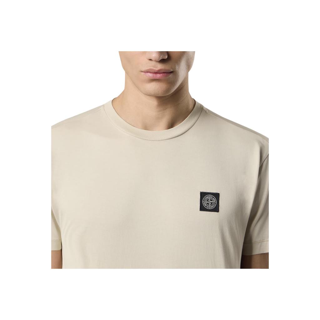 Stone Island Logo Crew Neck Short Sleeve T-Shirt Men Tops Beige K1S1521000-39S0013-V0095