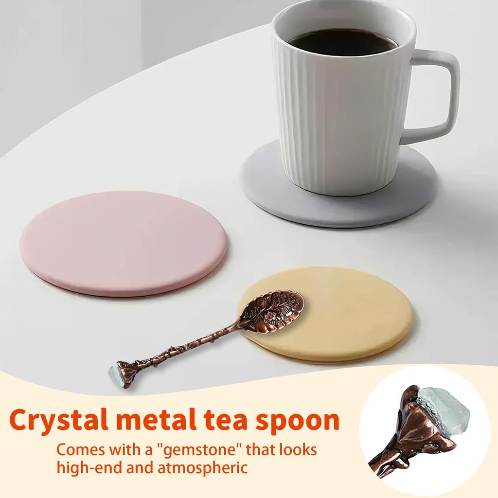 Natuurlijke Kristallen Koffielepels Met Vintage Snijwerk Creatieve Dessert Roerlepel