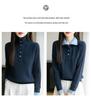 High-End Women's Retro Cable Knit Sweater: Two-Piece, Half-Open Collar, Korean Style, Autumn/Winter Slimming Knitwear