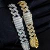 Unisex 15mm Iced Out Diamond Cuban Link Bracelet Gold Plated Prong Cuban Chain Jewelry Hip Hop Style For Men And Women