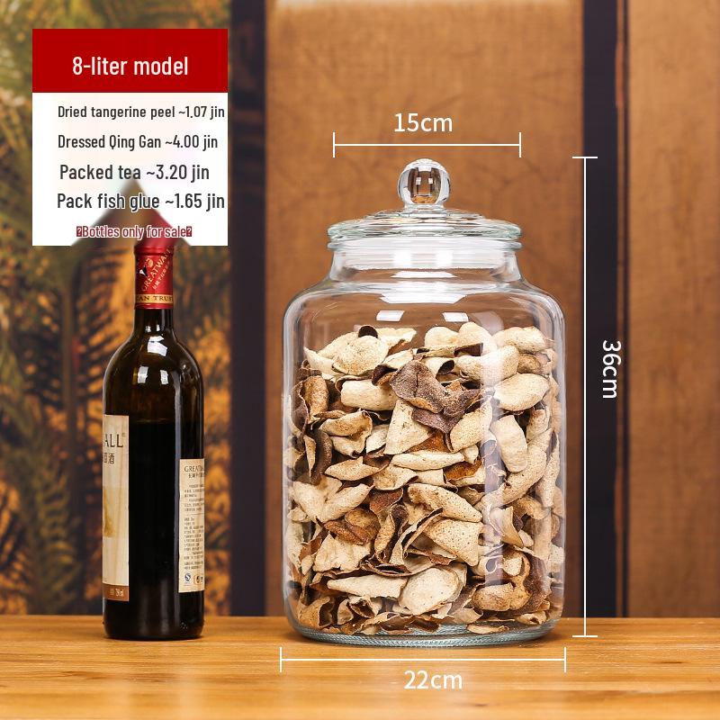 Large Glass Food-Grade Storage Jar for Dried Tangerine Peel and Tea Sealed for Freshness