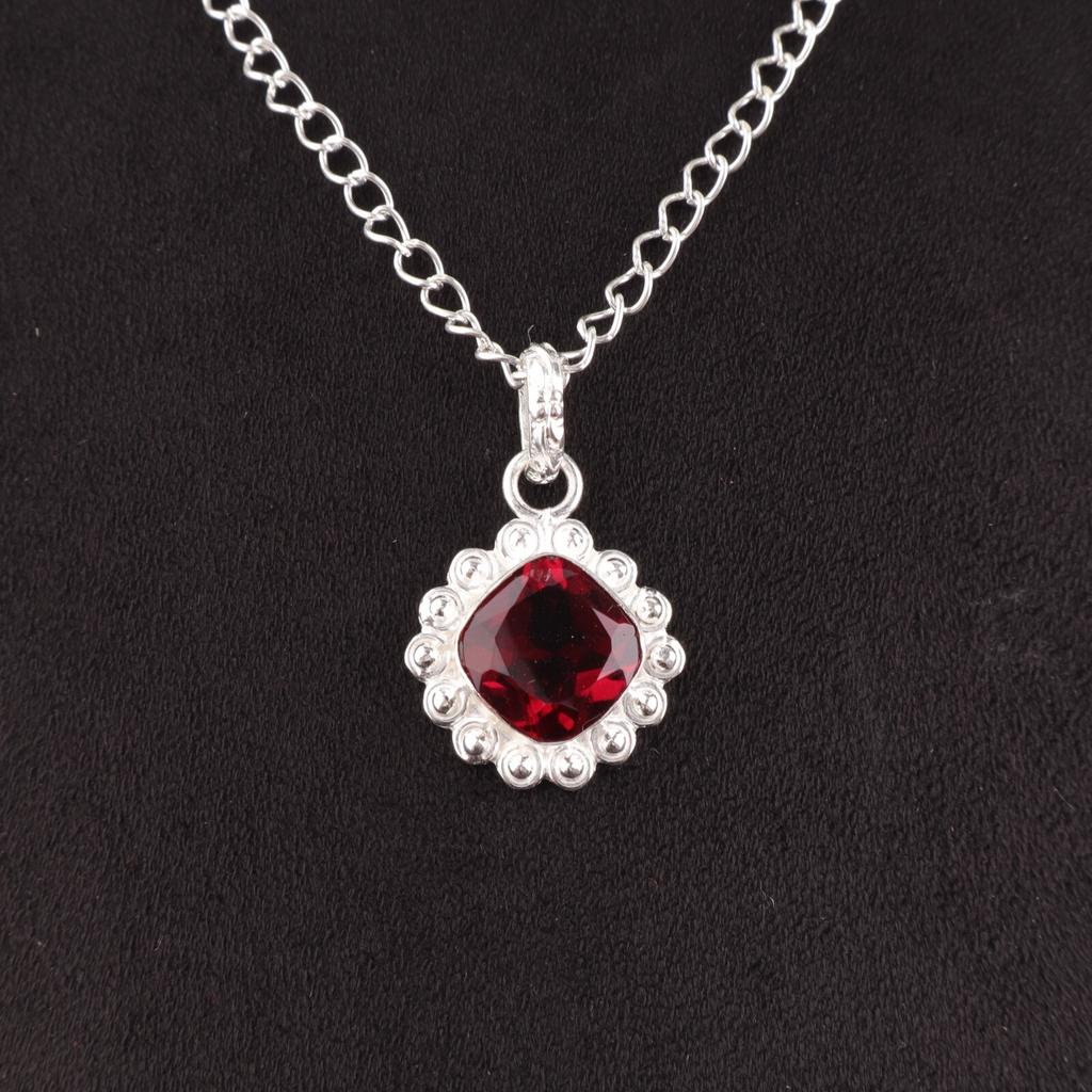 Rubelita Rosa Natural Regalo de Compromiso Étnico Único Nuevo Colgante Plata de Ley PP-34-11