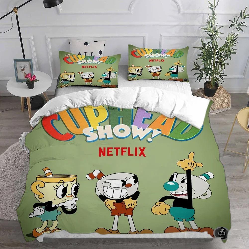 3D Neue Heimtextilien Cartoon Cuphead Bettwäschesets Bettdecke Quilt Bettüberwurf Bettbezug Kissenbezugsets Kinder Erwachsenengröße