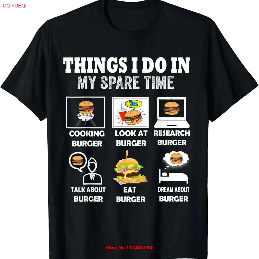 Things I Do In My Spare Time Hamburger Funny T Shirt Vintage Casual Graphic Top For Everyday Wear Stretched Fashion