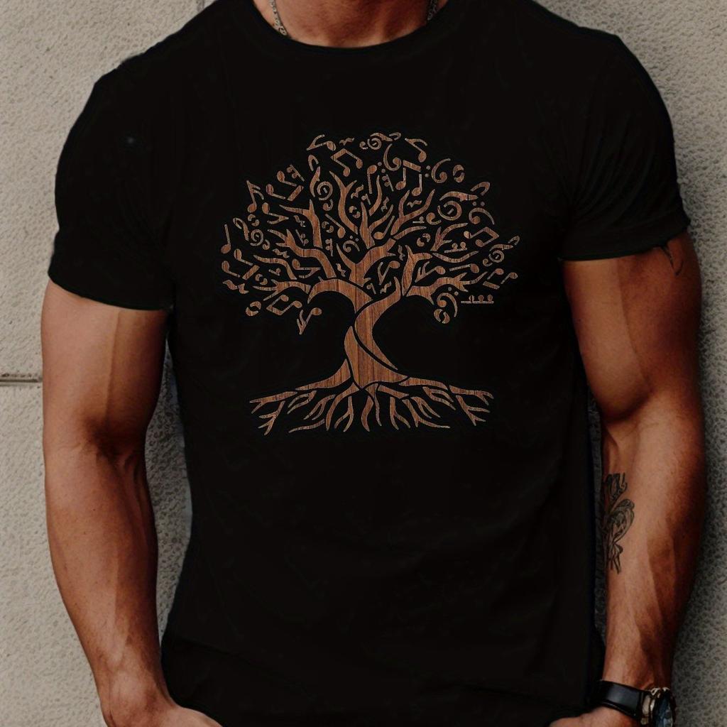 Unisexs Summer 100 Pure Cotton Fashionable Casual Loose Sports Tree Lifestyle Pattern Printed Round Neck Short Sleeved Tshirt