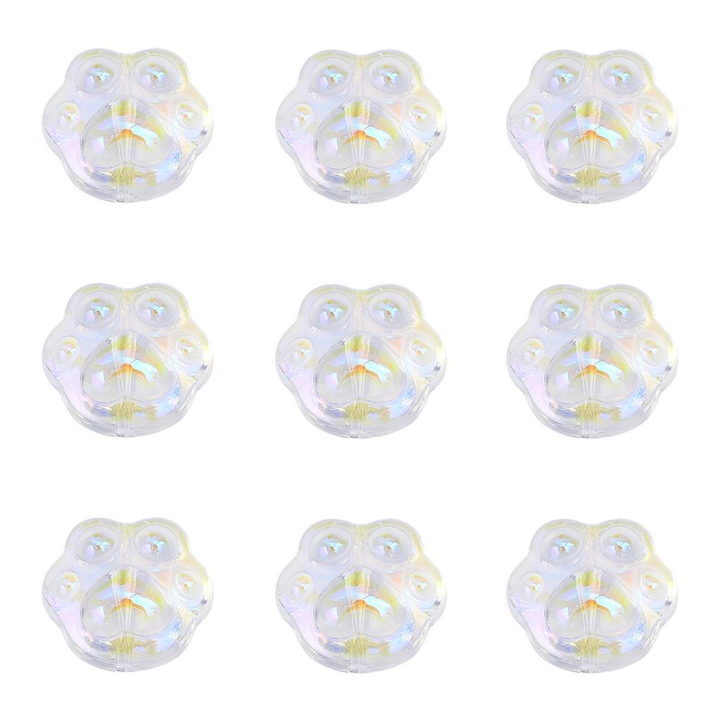 20Pcs 14*15mm Colorful Little Bear Paw Shape Gradient Glass Accessories For Jewelry Making DIY Charm Decorations