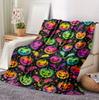 Halloween Pumpkin & Bat 3D Print Flannel Throw Blanket - Cozy, Lightweight for Couch, Bed, Office, and Travel