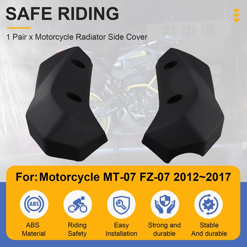 #222J Motorradzubehör Seitenkühlerabdeckung Schutz Frontverkleidung für YAMAHA MT-07 MT07 FZ07 2012-2017 (Schwarz)