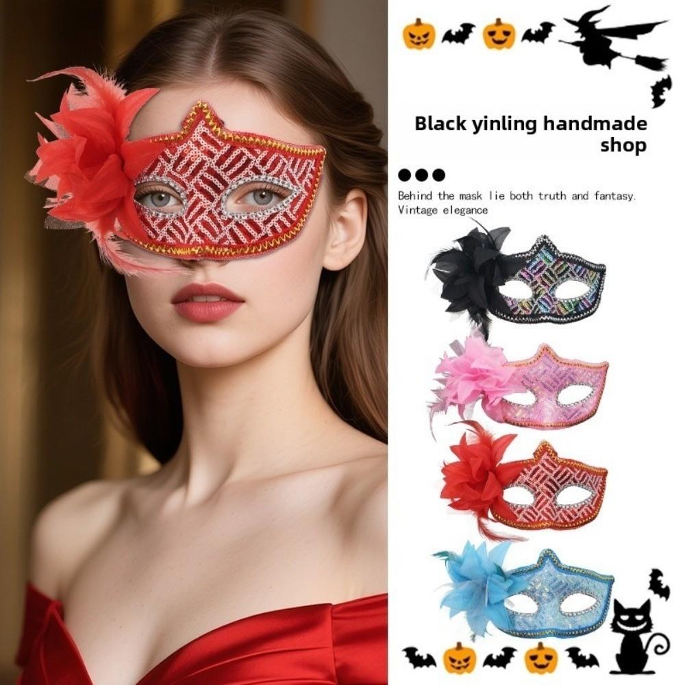 Feather Flower Mask Plastic Masquerade Mask Halloween Party Mask  Halloween Party
