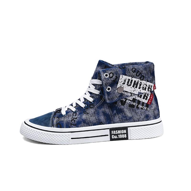 2024 Summer High Top Canvas Shoes Korean Edition Men's Shoes Trendy Student Shoes Board Shoes Breathable Versatile Shoes