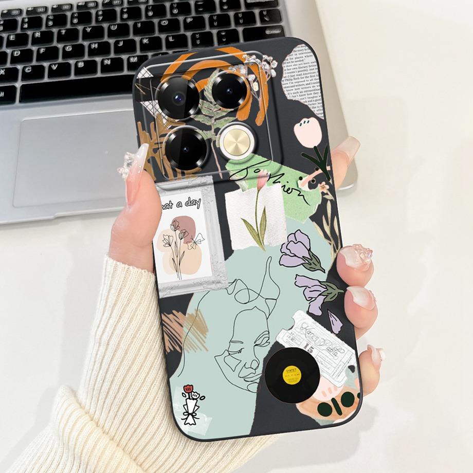 Soft TPU Candy Silicone Phone Case For Infinix Note 40 Pro Plus Note 40 4G 5G Back Cover Note40 4G Bumper Flower Girl Fashion