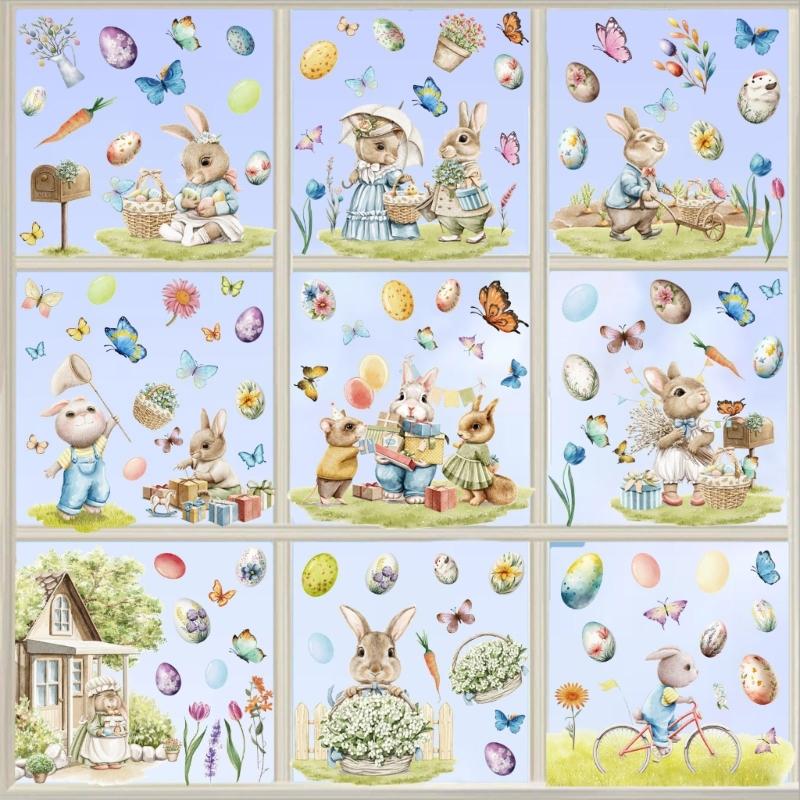 Spring Window Clings Easters Window Sticker Anticollision Window Clings Decal Large Easters Eggs Window Glass Decors