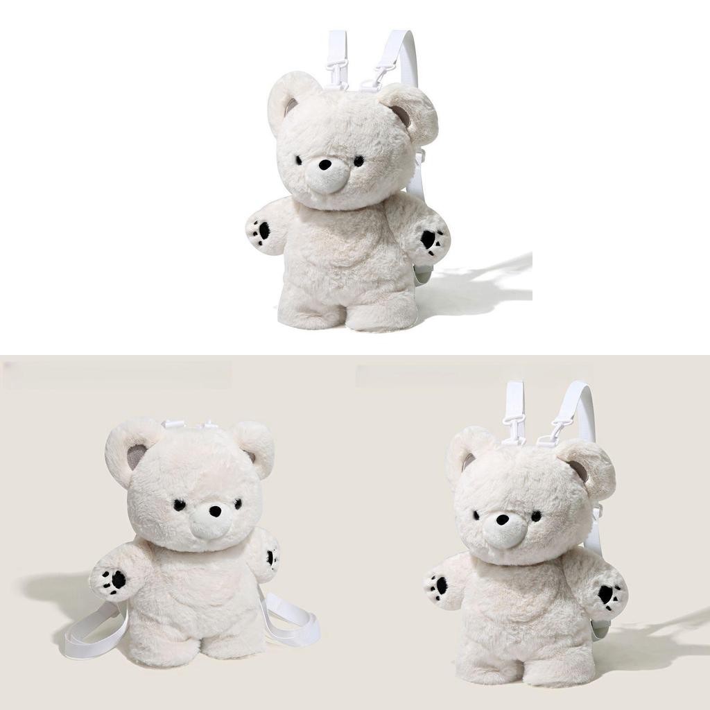 Plush Bear Bag For Girls With Zipper Closure And Soft Material For Daily Use