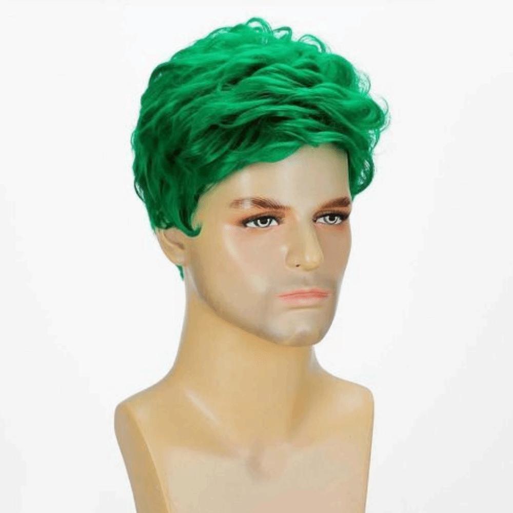 Green White Orange Men Wig with Bangs Natural St. Patrick's Day Wigs Carnival Party