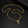 Vnox 60cm Box Chain Cross Pendant Necklaces for Men, Simple Plain Black Silver Gold Color Stainless Steel Thick Cross Collars