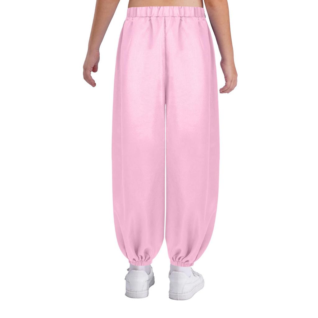 Girls Satin Bloomers Belly Dance Pants Elastic Waistband Loose Fit Solid Color Performance Outfit