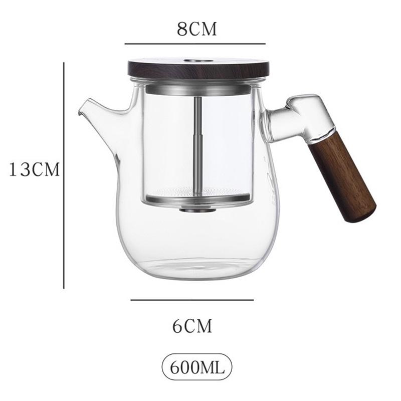 600ml One Tough Tea Filtering High Borosilicate Glass Teapot Lazy Household Brewing Tea Kettle Kung Fu Teaware Set