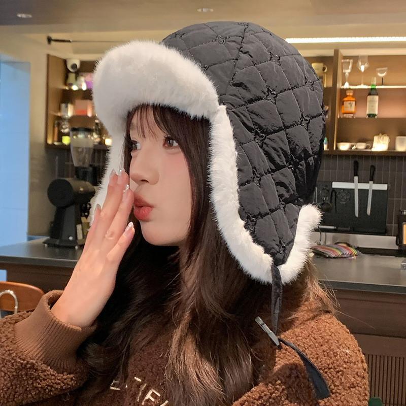 Women Flower Pattern Embroidery Winter Cap With Windproof Ear Protection For Outdoor Sports чёрный