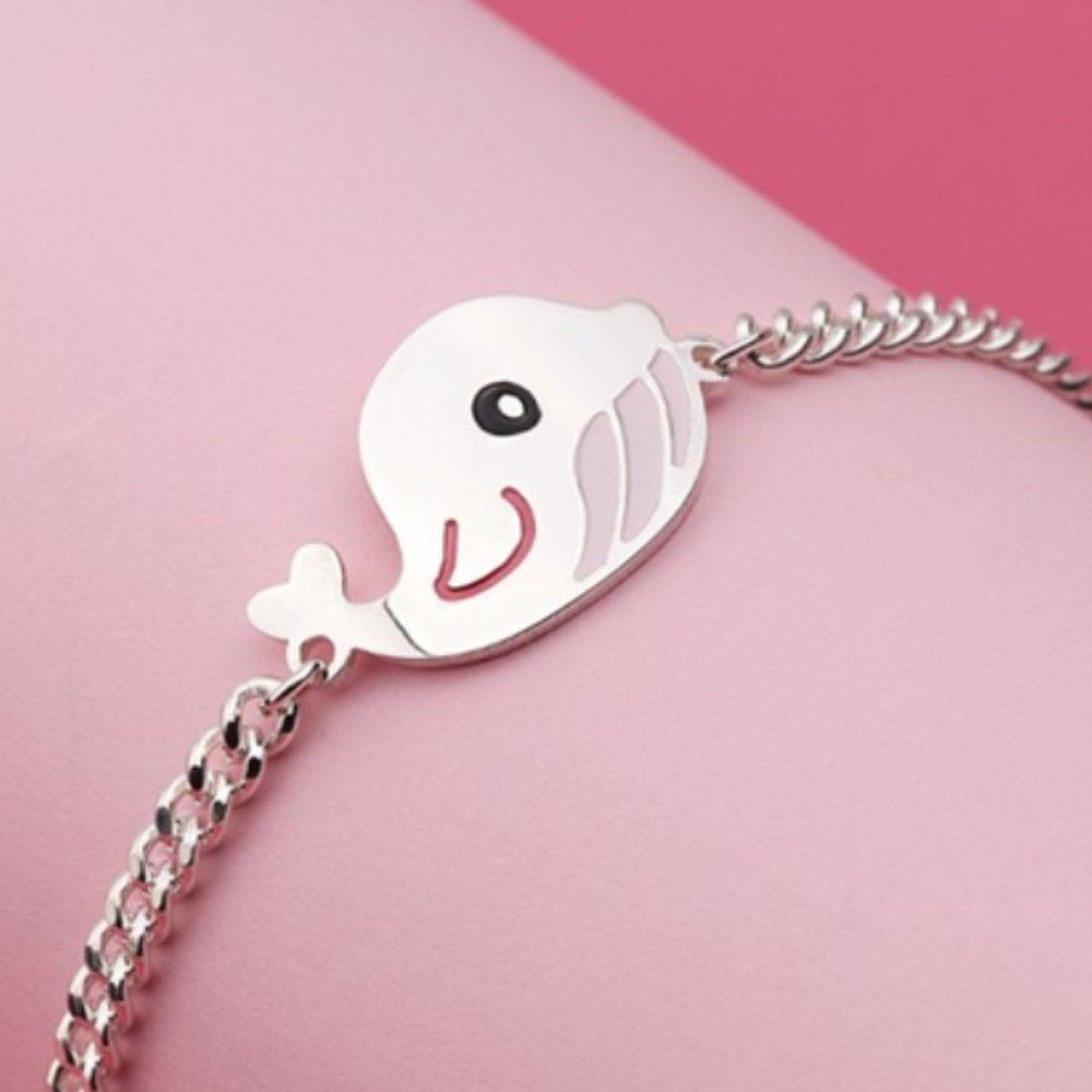 [As Little] Children's Silver Bracelet Baby Kids Silver 925 Pink Whale