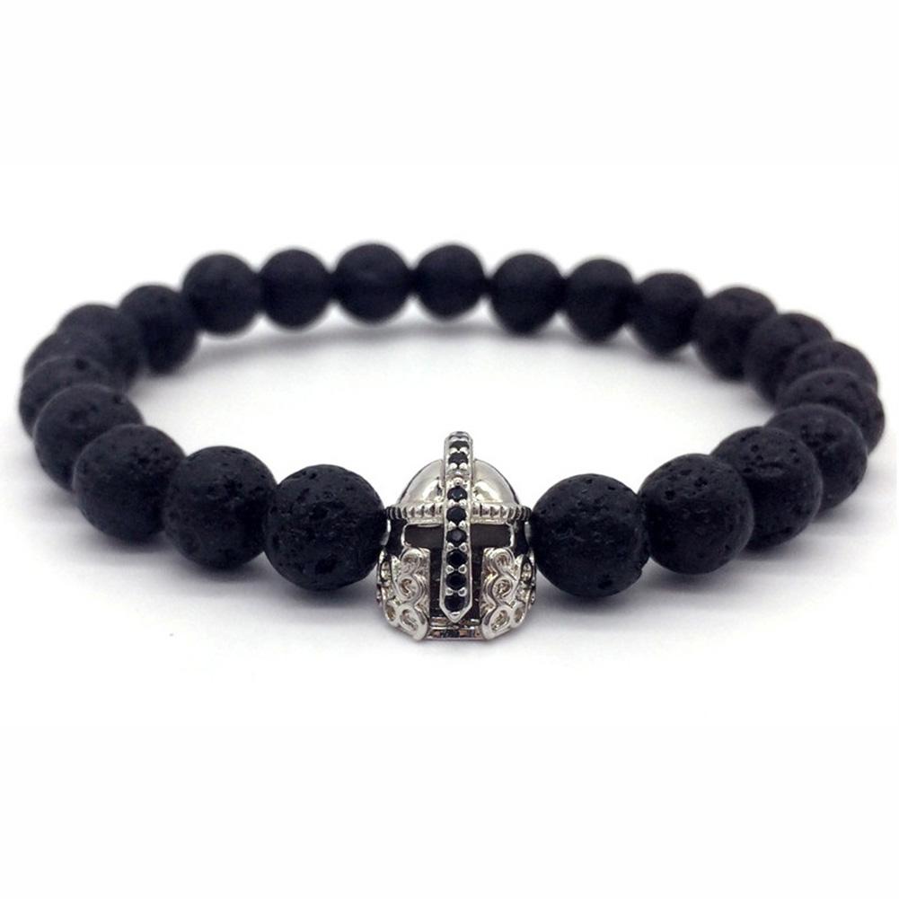 

Unisex Fashion Beaded Bracelet Chic Crown Helmet Decoration Hand Chain Helmet silver #1