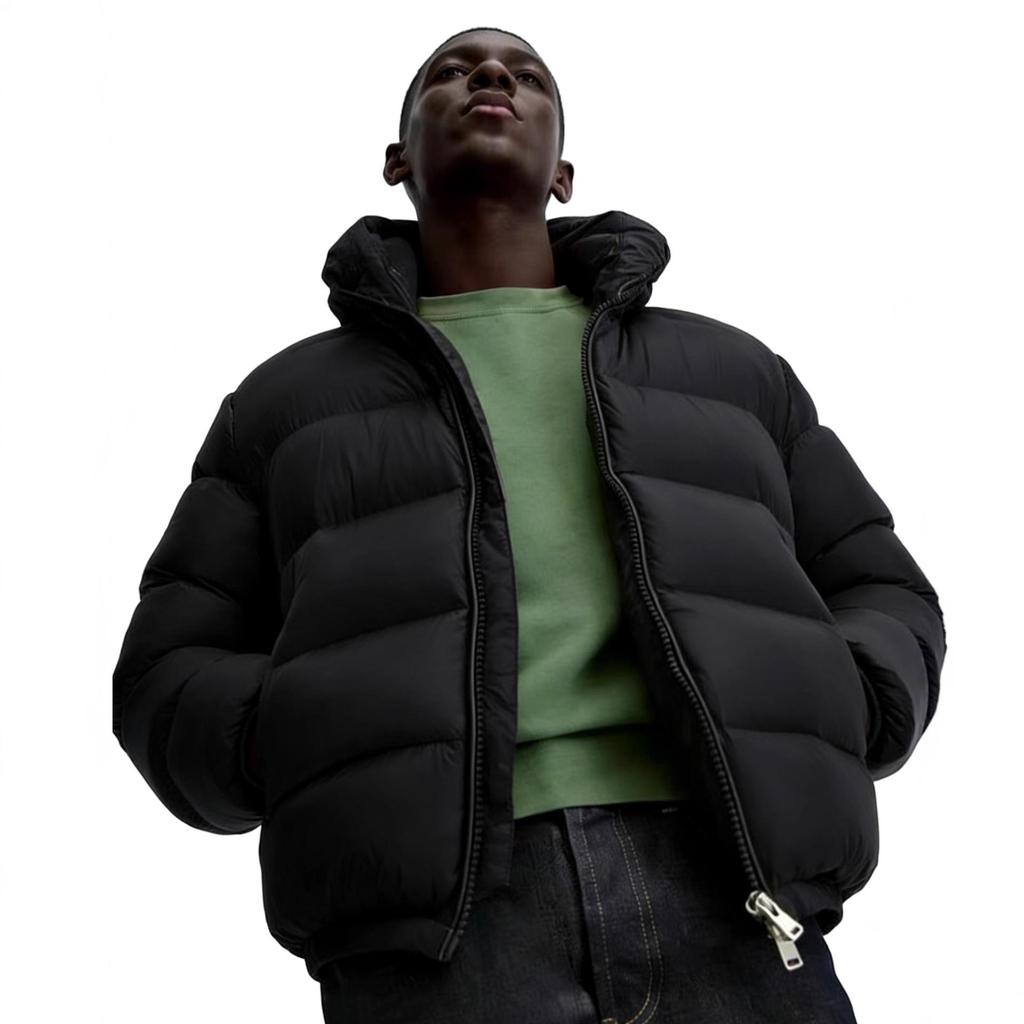 Men's Hooded Warm Cotton Puffer Jacket - European/American Style for Fall/Winter